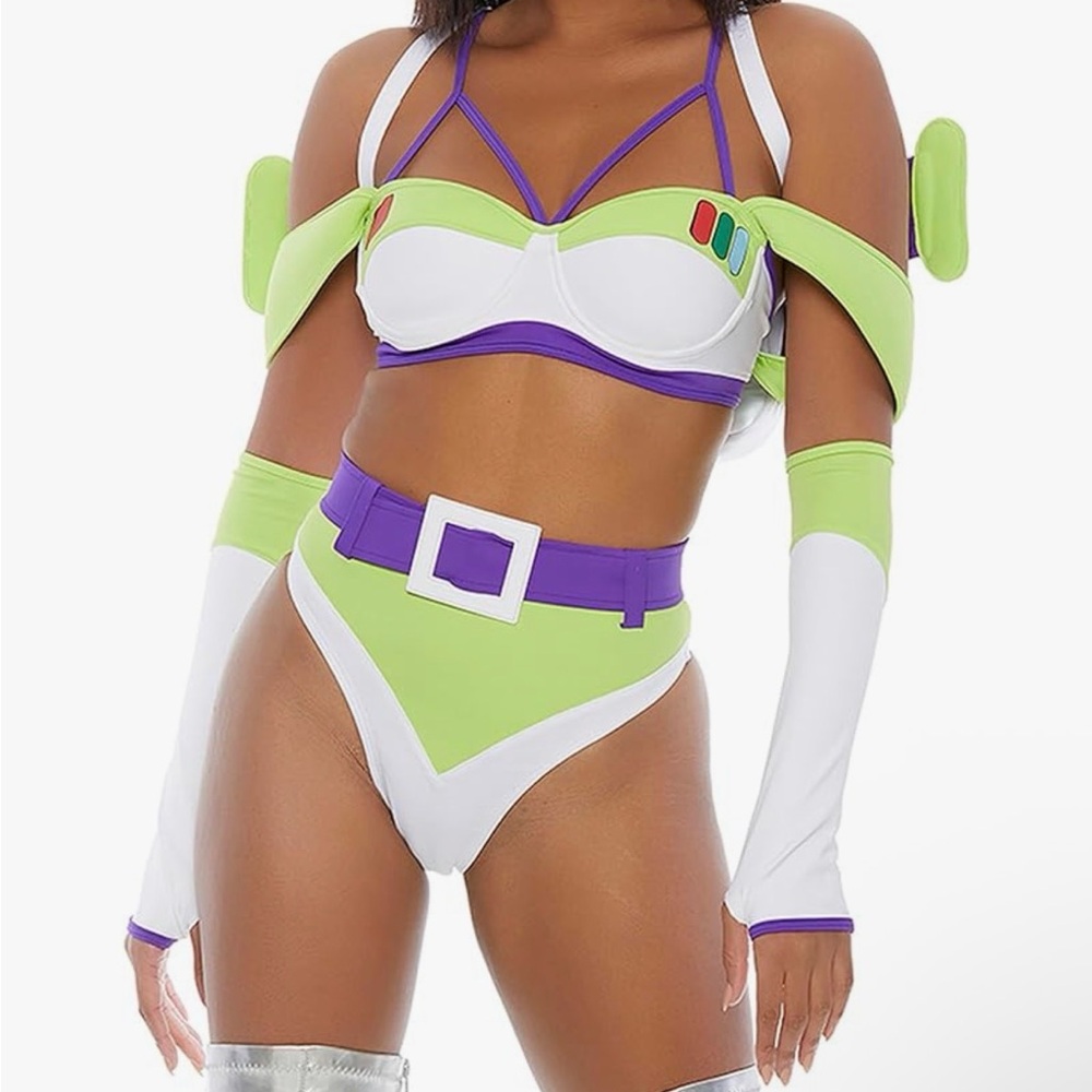 Forplay astronaut or Buzz Lightyear costume in White, Green, and Purple